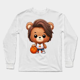 Cute Bear Who Loves Basketball Kawaii Long Sleeve T-Shirt